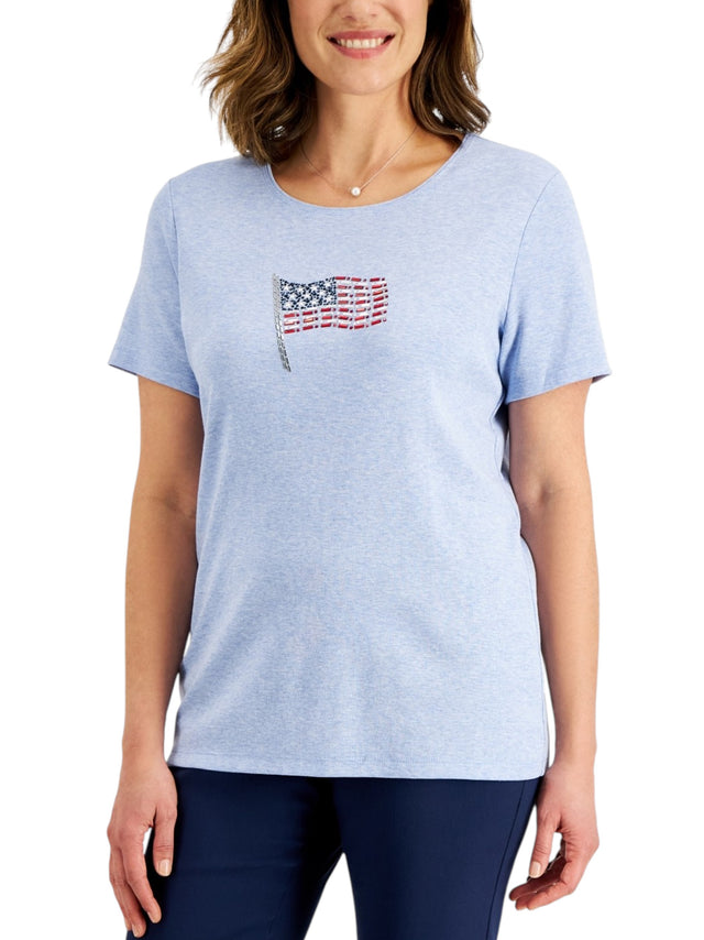 Image for Women's Printed Top,Light Blue