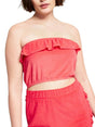 Image for Women's Textured Off Shoulders Crop Top,Coral