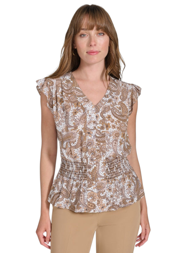 Image for Women's Printed Top,Beige