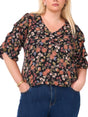 Image for Women's Floral Printed Top,Black