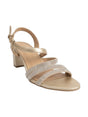 Image for Women's Rhinestones Ribbed Heeled Shoes,Shiny Beige