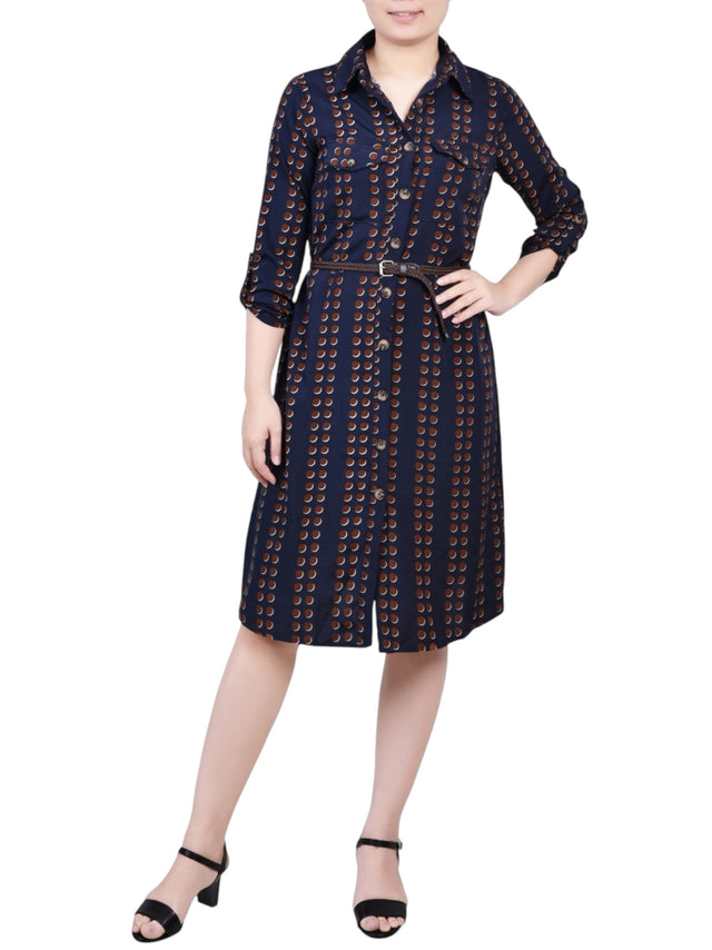Image for Women's Brown Dotted Dress,Navy