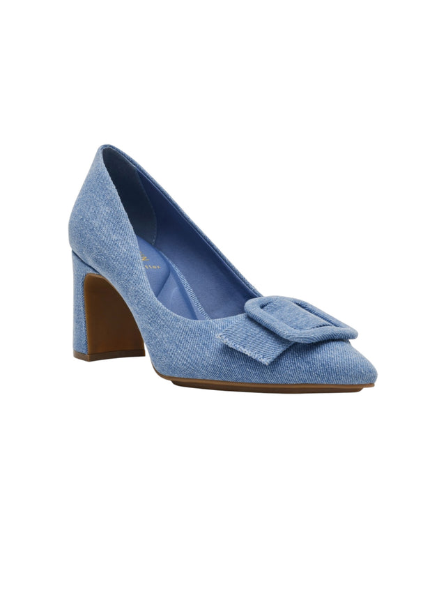 Image for Women's Textured Heeled Shoes,Blue