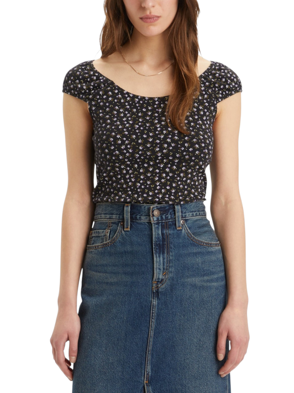 Image for Women's Floral Printed Top,Black