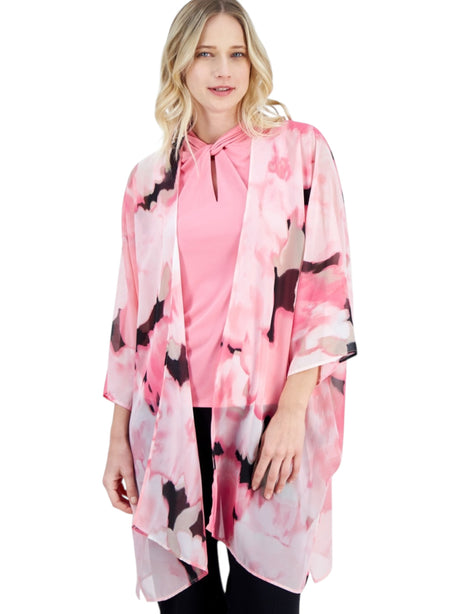 Image for Women's Printed Top Cardigan,Pink