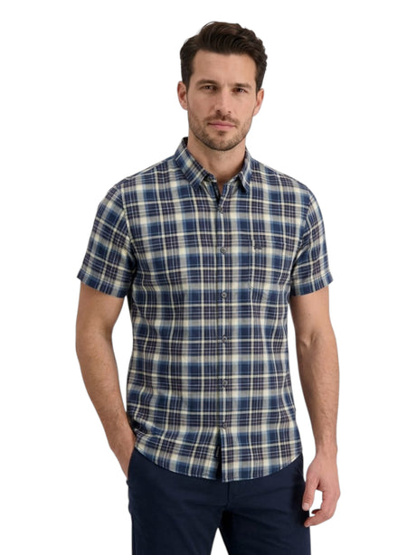 Image for Men's Plaid Dress Shirt,Navy