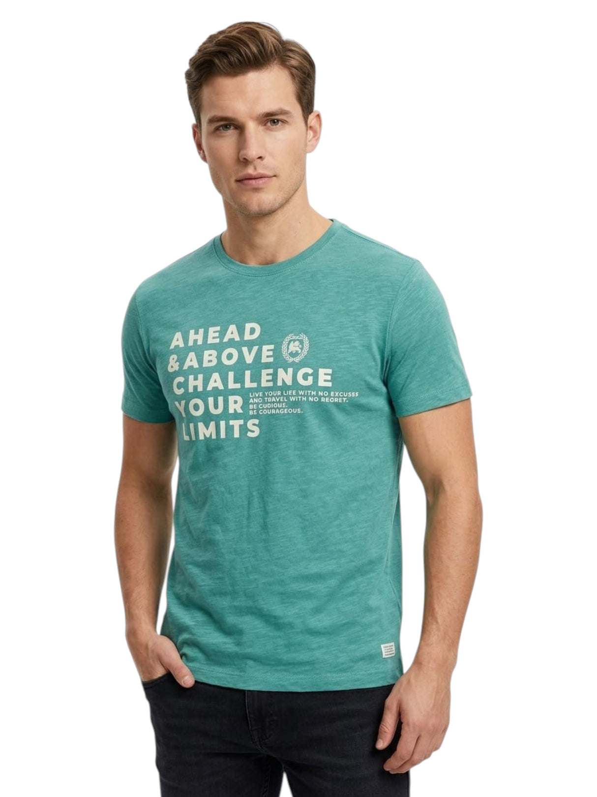 Image for Men's Printed Top,Aqua