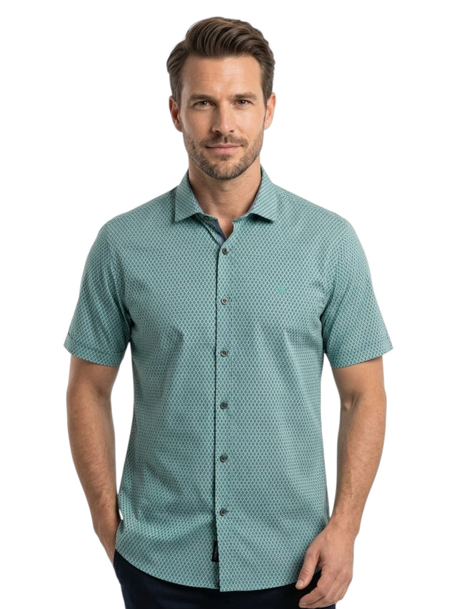 Image for Men's Printed Dress Shirt,Dark Mint