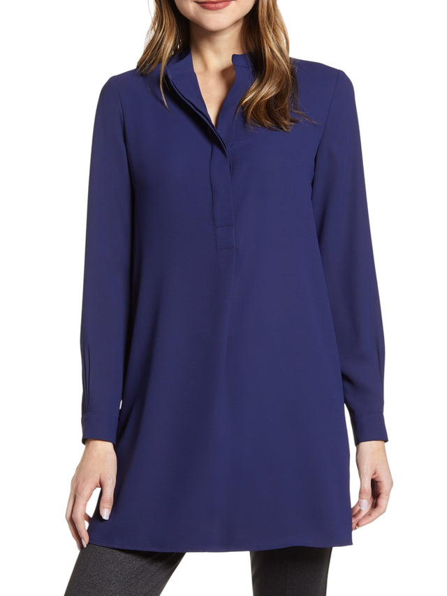 Image for Women's Plain Long Length Tunic Top,Navy