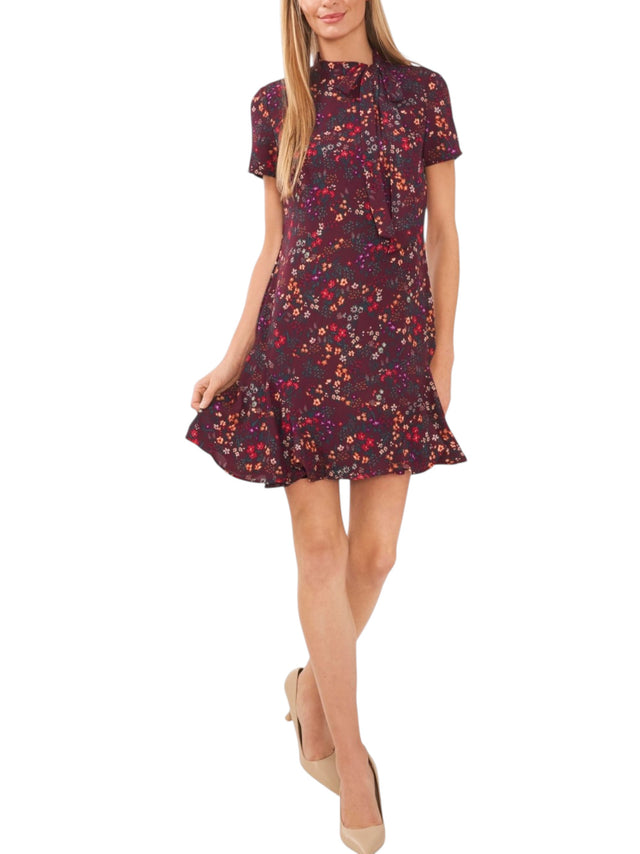 Image for Women's Printed Dress,Burgundy