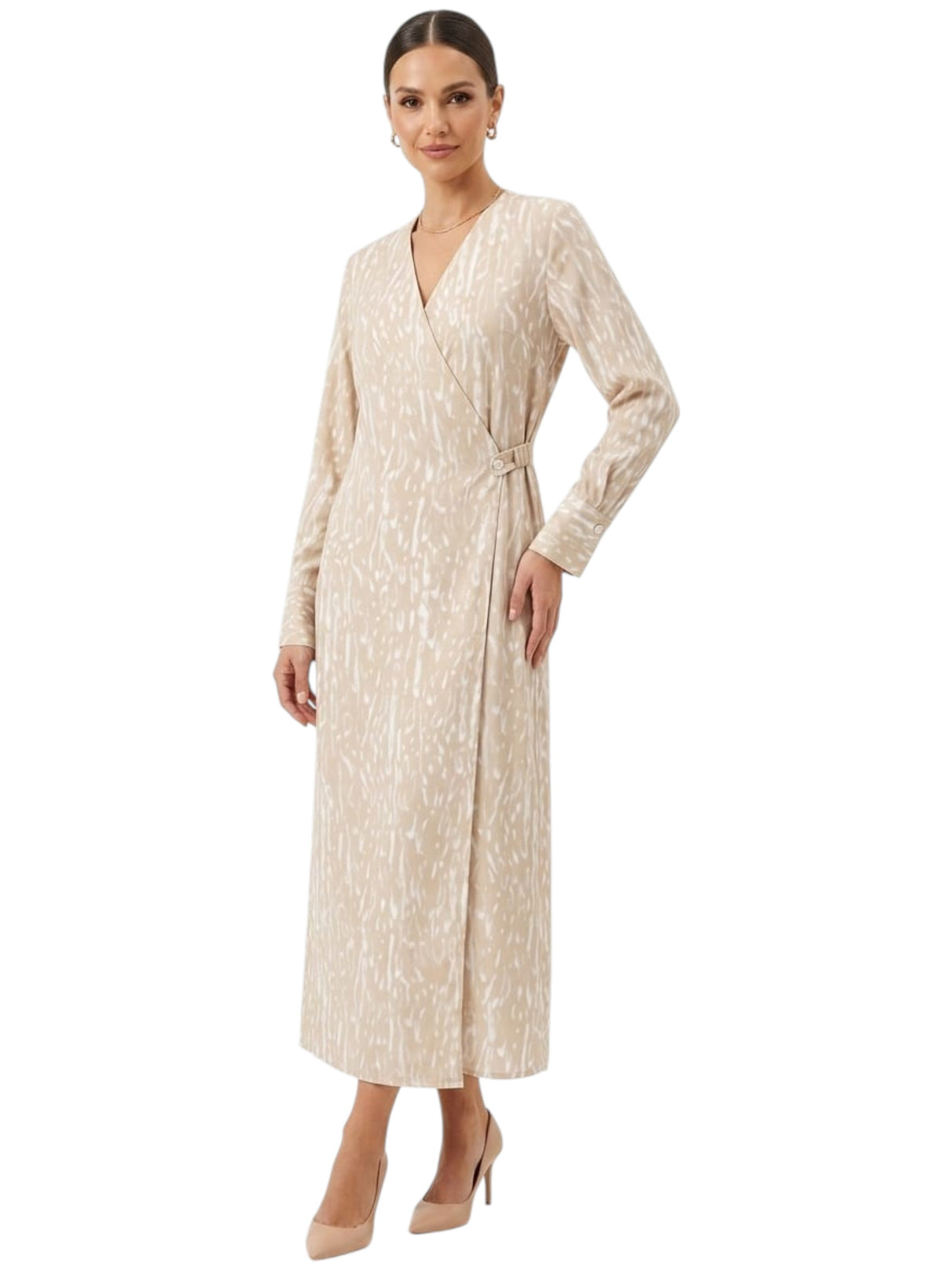Women's Printed Dress,Beige – All Brands Factory Outlet