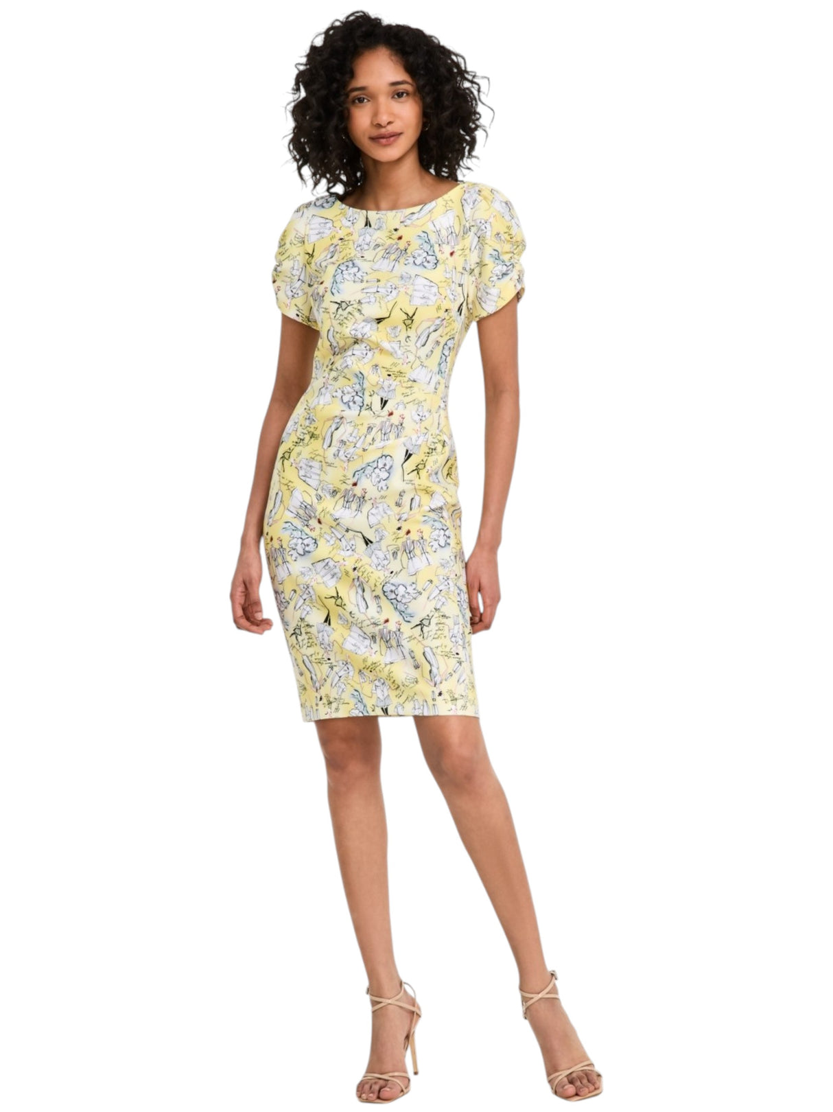 Image for Women's Printed Dress,Yellow