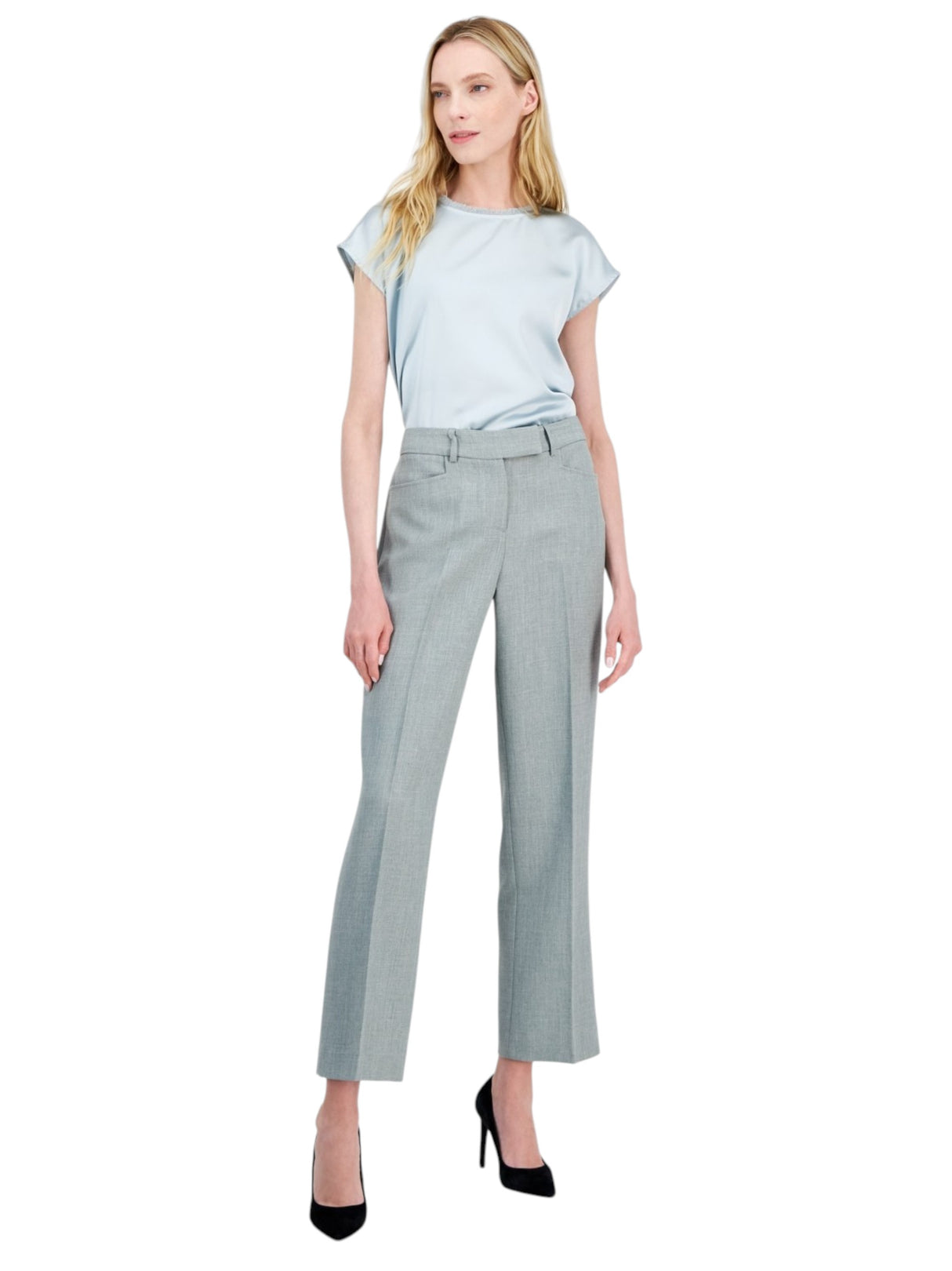 Image for Women's Plain Solid Classic Pant,Grey