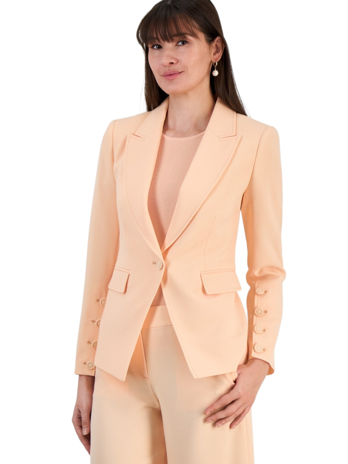 Image for Women's Plain Solid Blazer,Light Peach