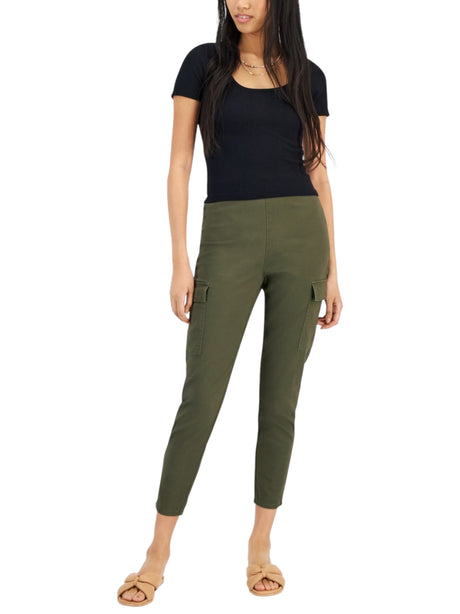 Image for Women's Plain Solid Cargo Pant,Dark Olive