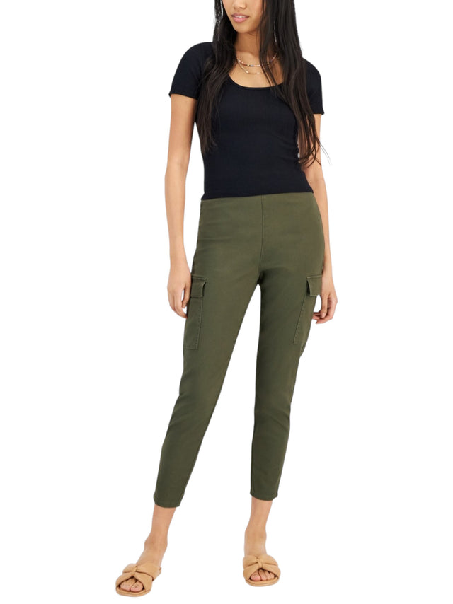 Image for Women's Plain Solid Cargo Pant,Dark Olive