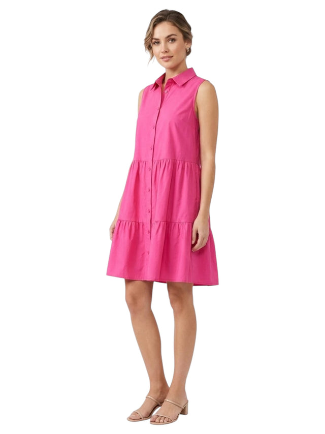 Image for Women's Plain Solid Dress,Fuchsia