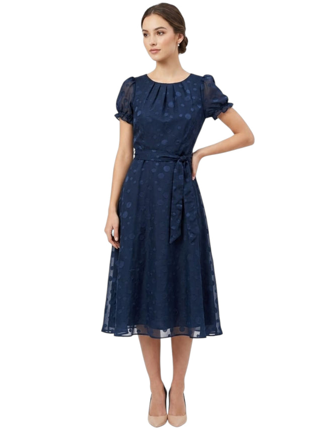 Image for Women's Polka Dot Sheer dress,Navy