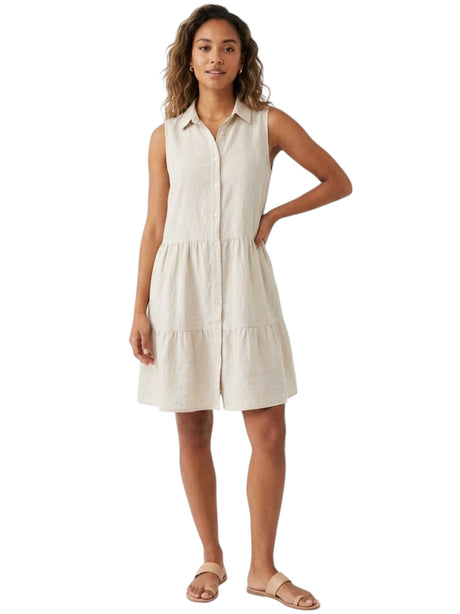Image for Women's Plain Solid Dress,Beige