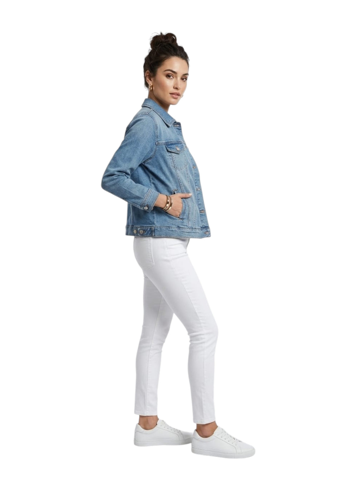 Image for Women's Plain Jeans Jacket,Blue