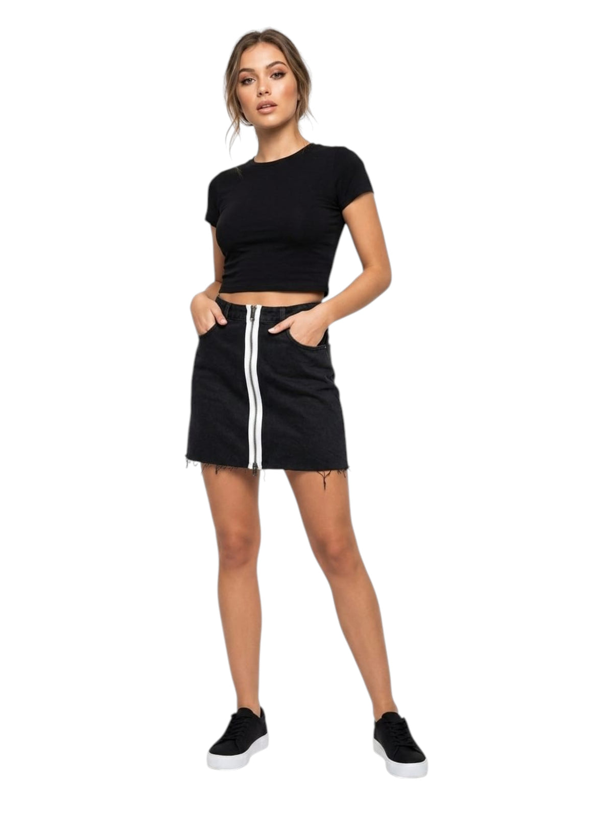 Image for Women's Colorblocked Skirt,Black