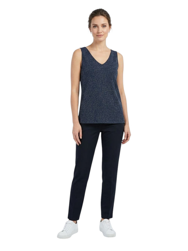 Image for Women's Shiny Textured Top,Navy