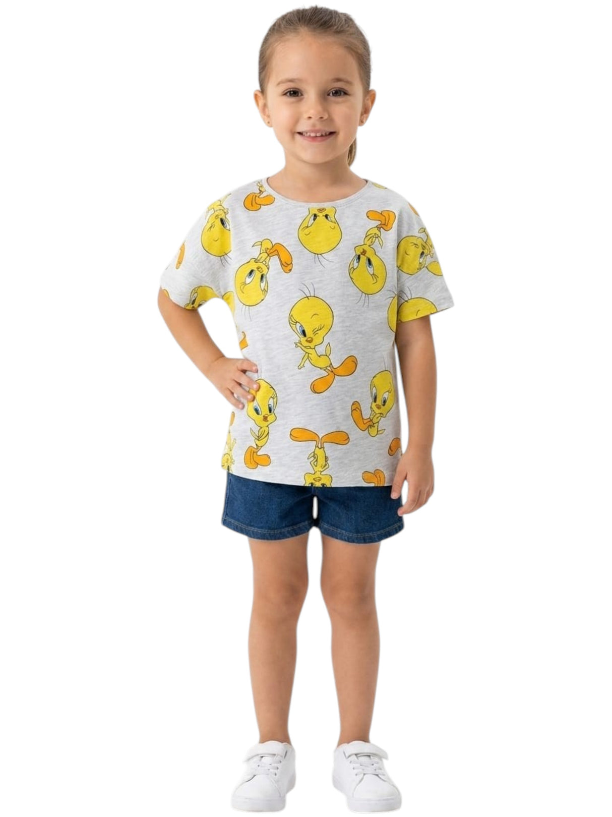 Image for Kids Girl's Printed Top,Light Grey