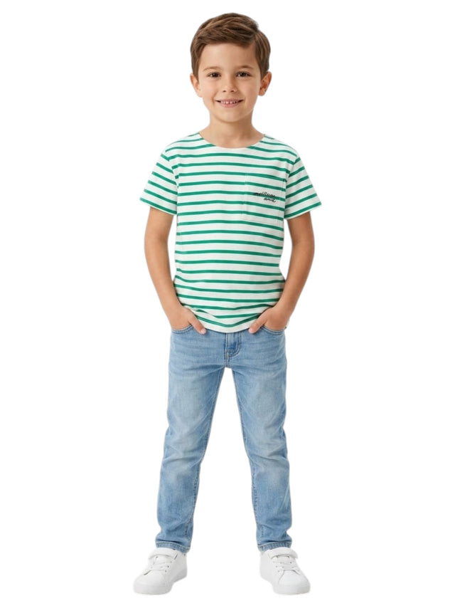 Image for Kids Boy's Green Striped Top,White