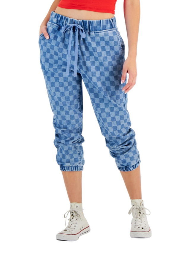 Image for Women's Plaid Jeans,Blue
