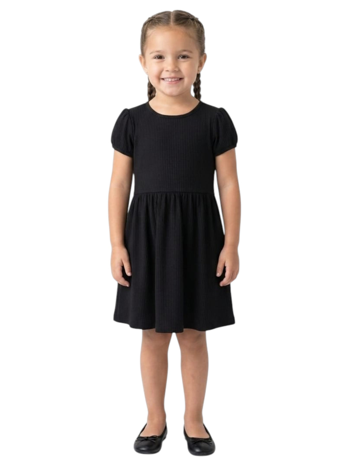 Image for Kids Girl's Ribbed Dress,Black