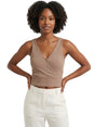 Image for Women's Ribbed Crop Top,Dark Beige