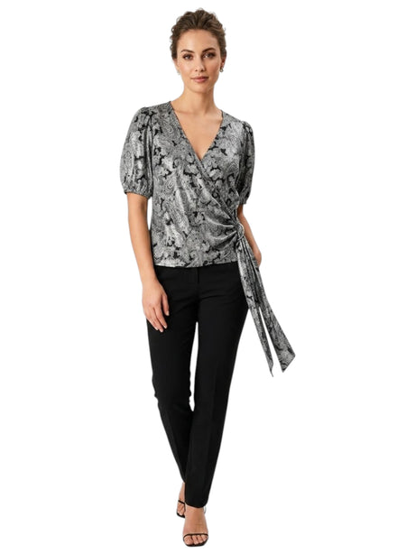 Image for Women's Printed Shiny Top,Black