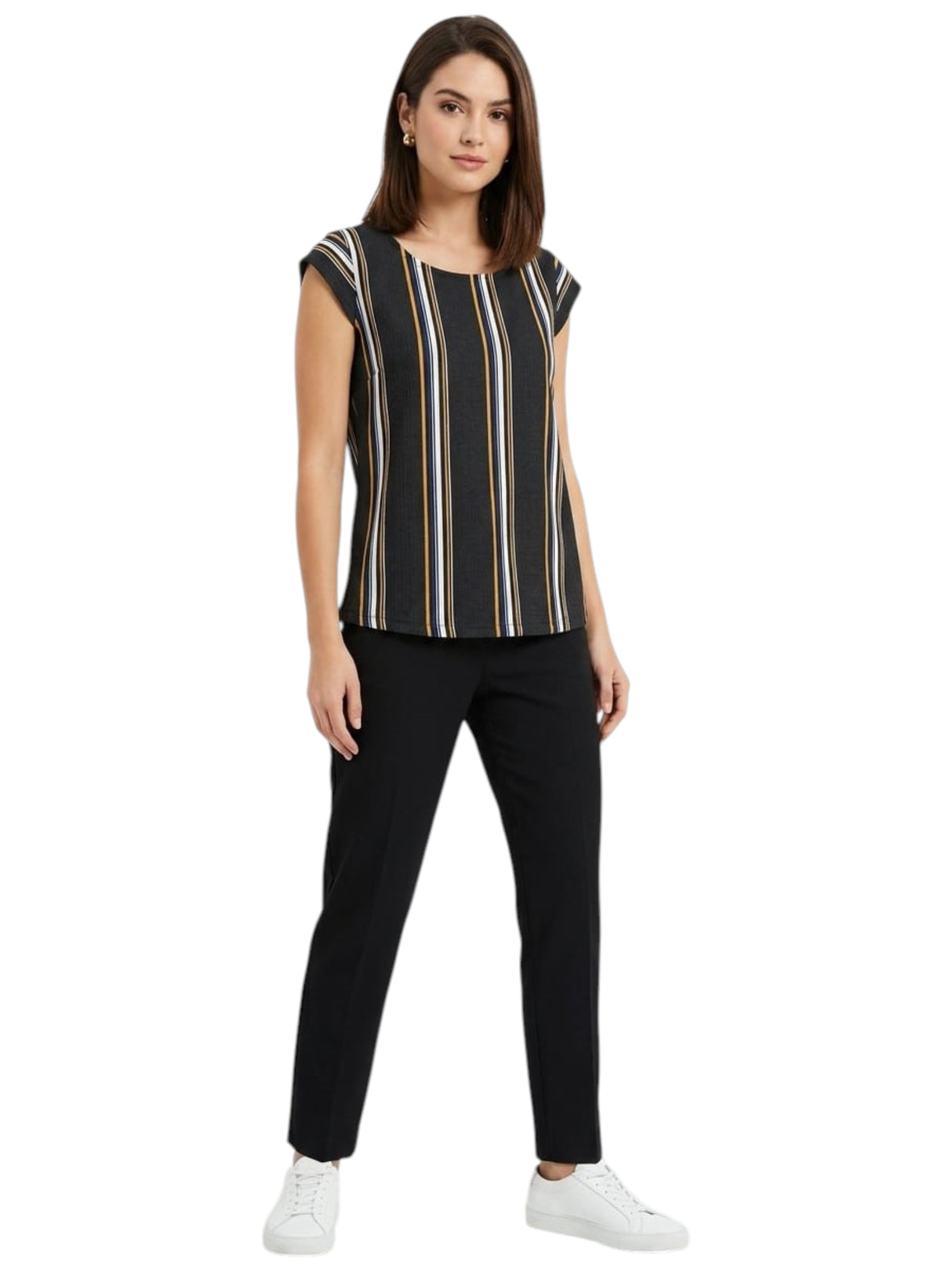 Image for Women's Textured Striped Top,Black