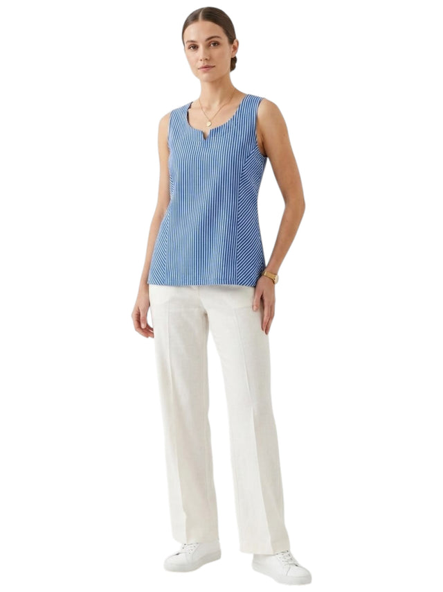Image for Women's White Striped Top,Blue