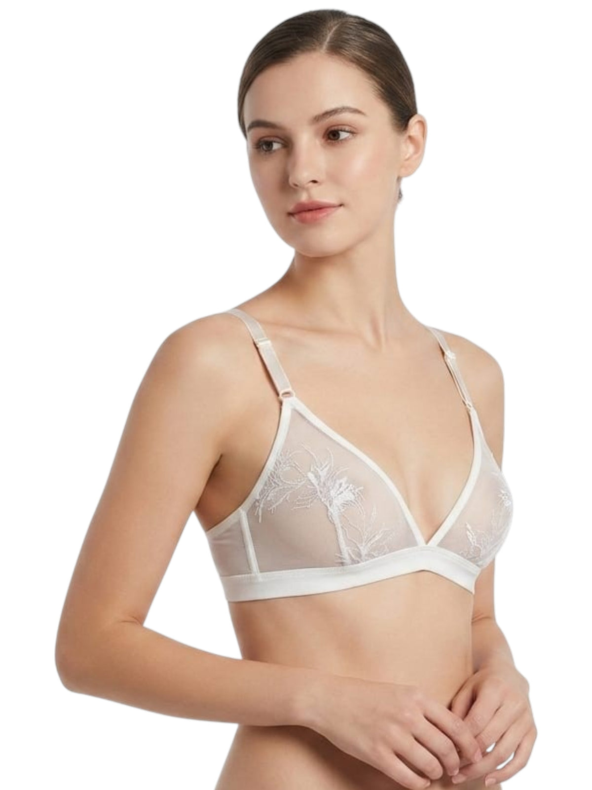 Image for Women's Lace Sheer Bra,White