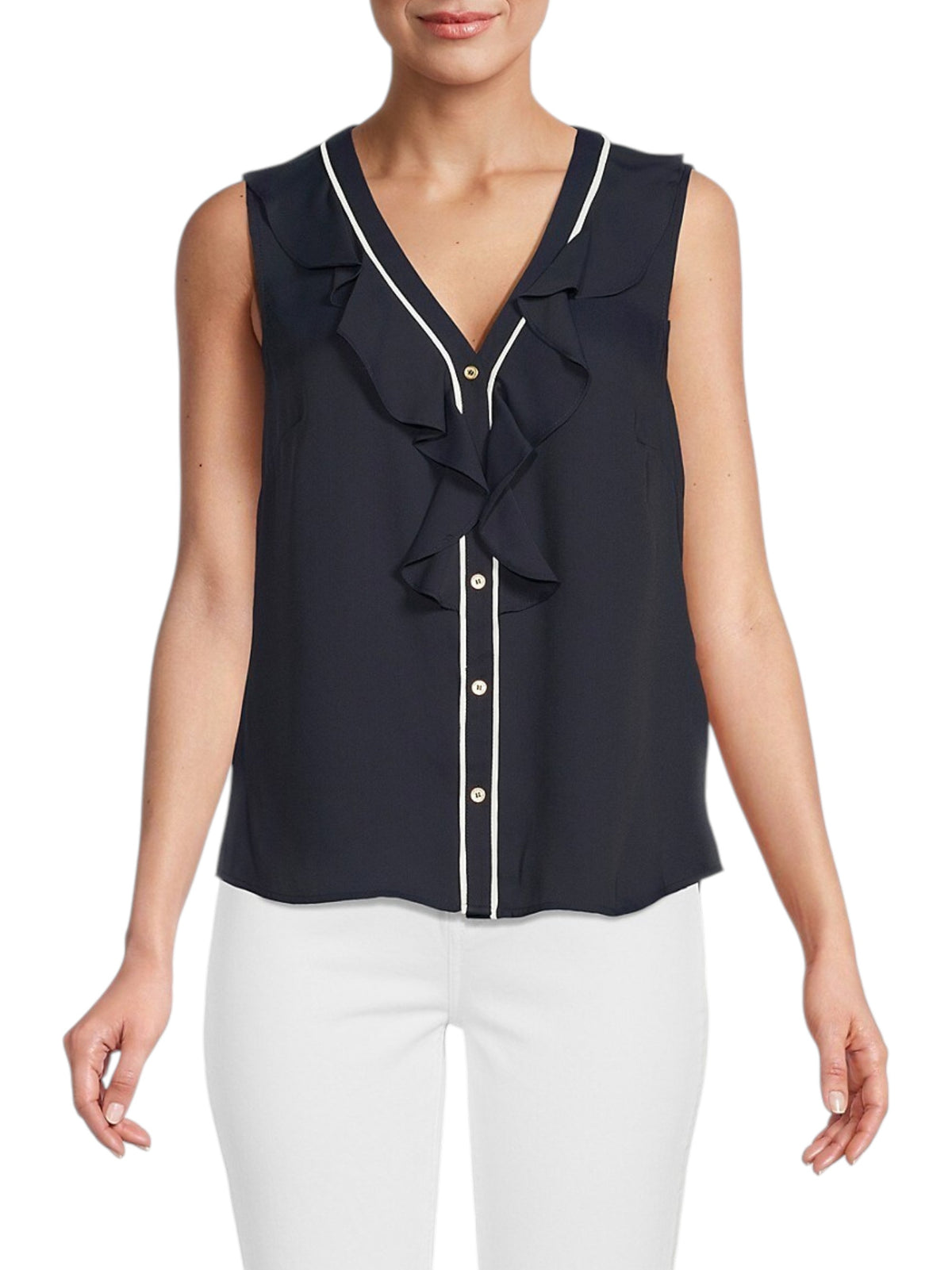 Image for Women's Colorbloced Chiffon Top,Navy