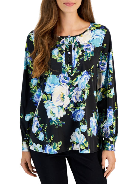 Image for Women's Floral Printed Top,Black