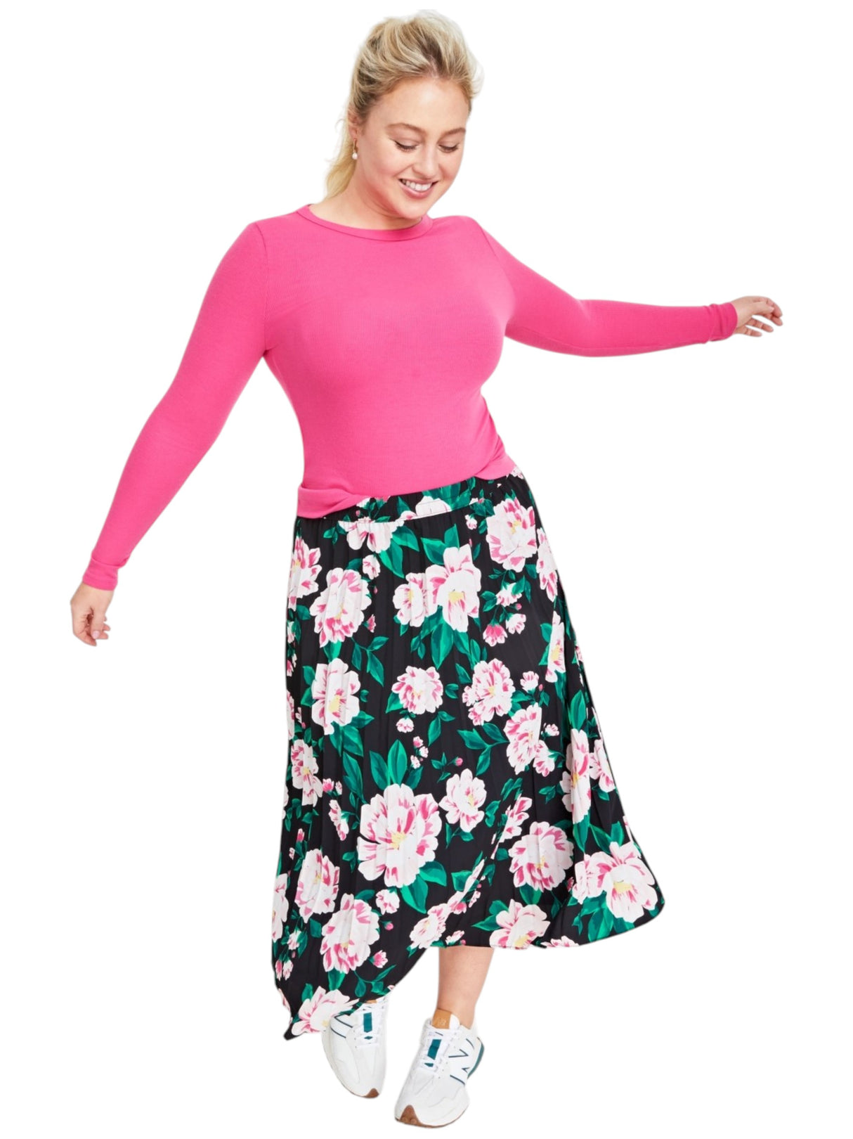 Image for Women's Floral Printed Skirt,Black