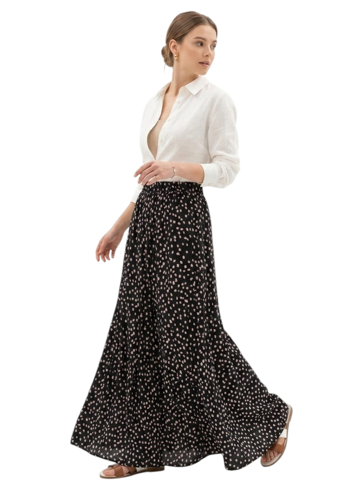 Image for Women's Floral Printed Skirt,Black