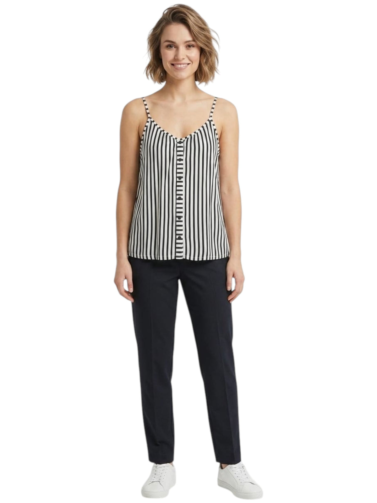 Image for Women's Black Striped Top,White