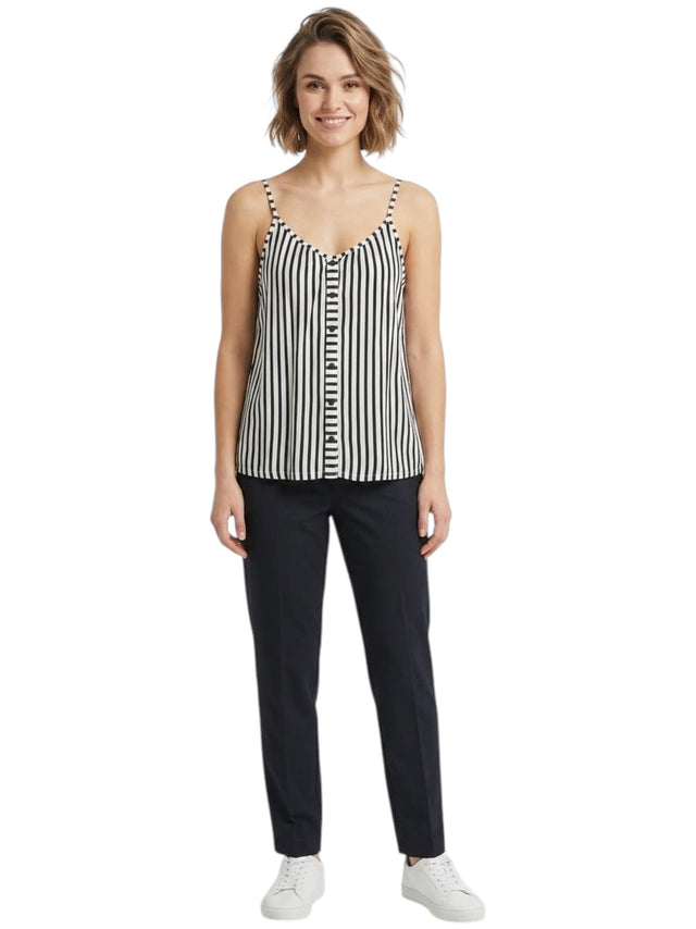 Image for Women's Black Striped Top,White