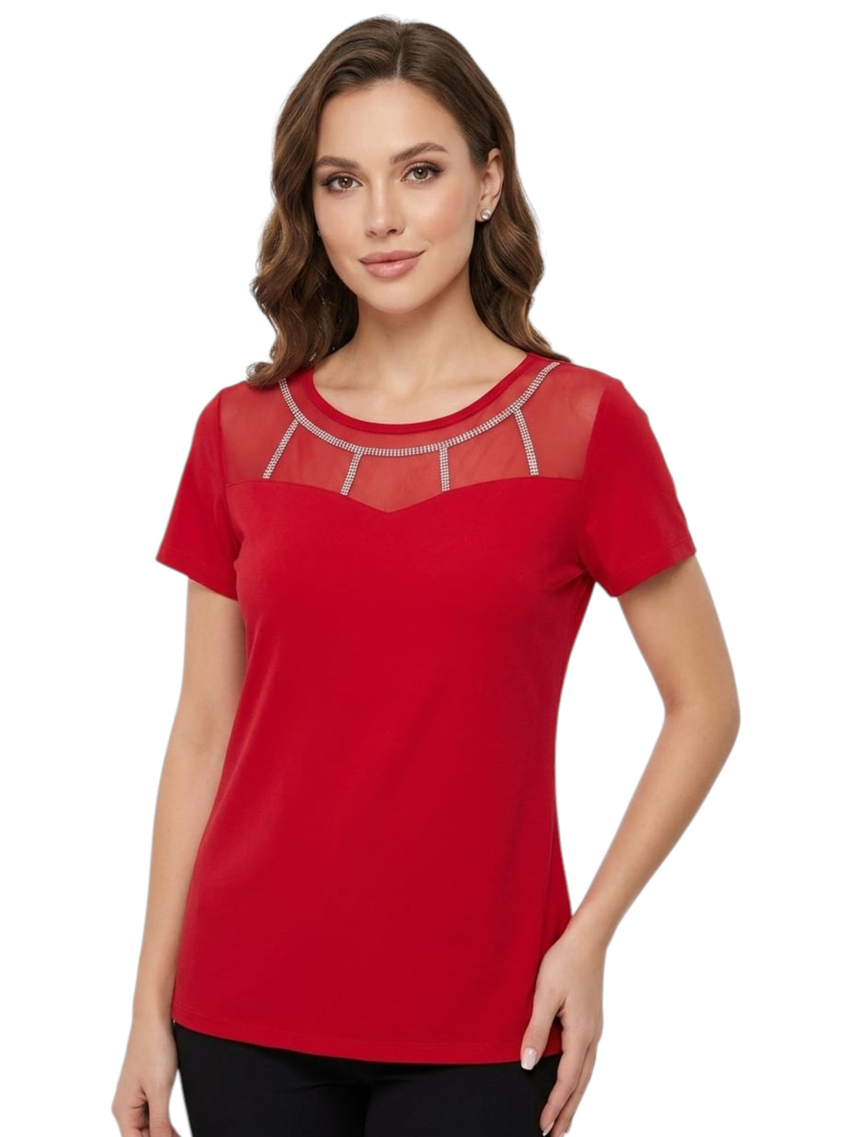 Image for Women's Rhinestones Top,Red