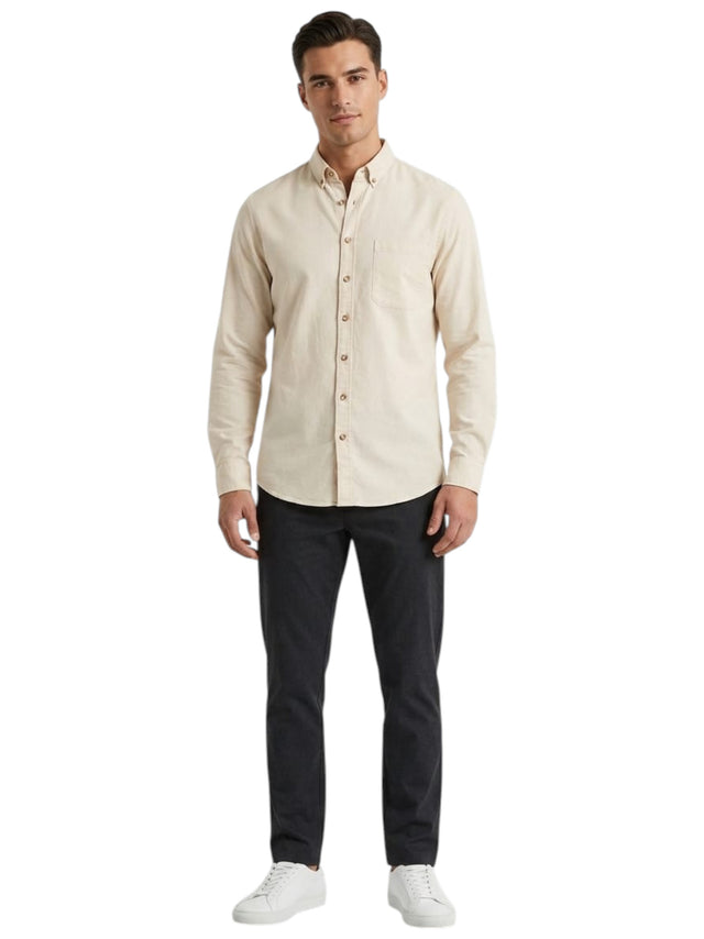 Image for Men's Plain Dress Shirt,Light Beige