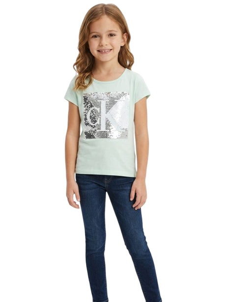 Image for Kids Girl's Sequined Top,Aqua