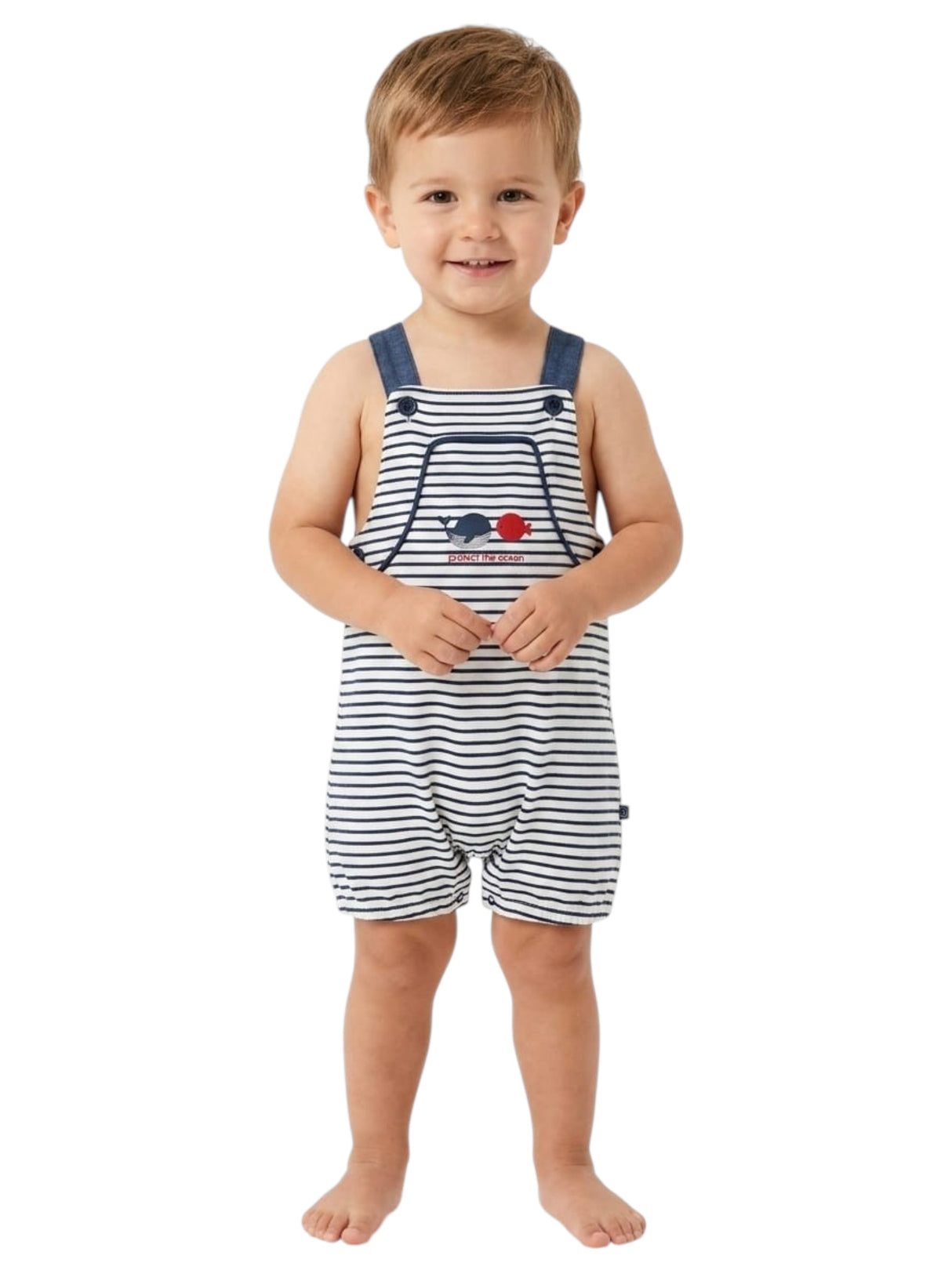 Image for Kids Boy's Navy Striped Bodysuit,White