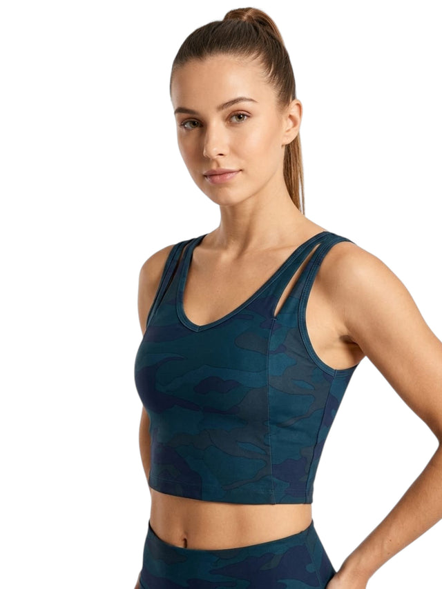Image for Women's Printed Sport Bra,Navy