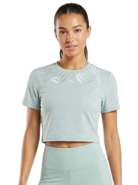 Image for Women's Embroidered Crop Sport Top,Dusty Aqua
