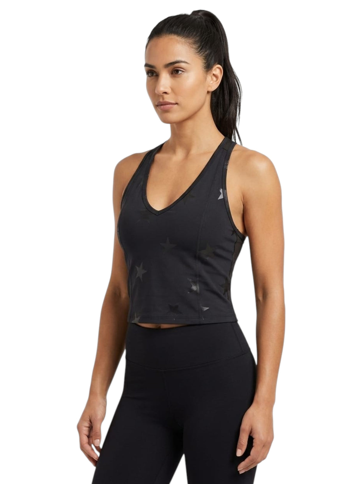 Image for Women's Stars Printed Sport Bra,Black