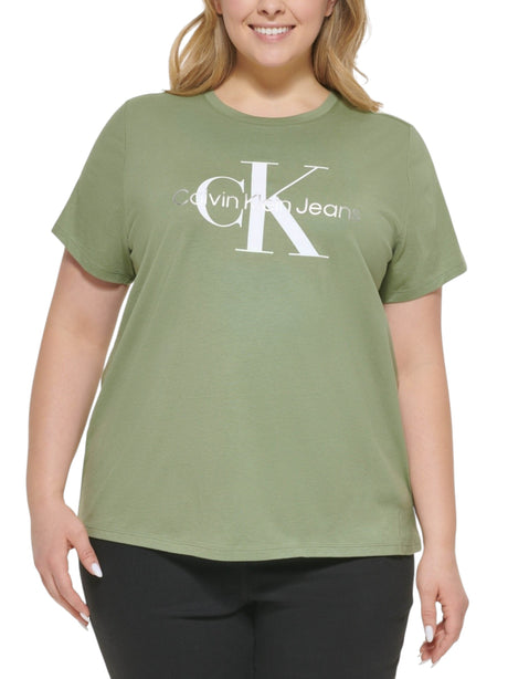 Image for Womden's Brand Logo Printed Top,Olive