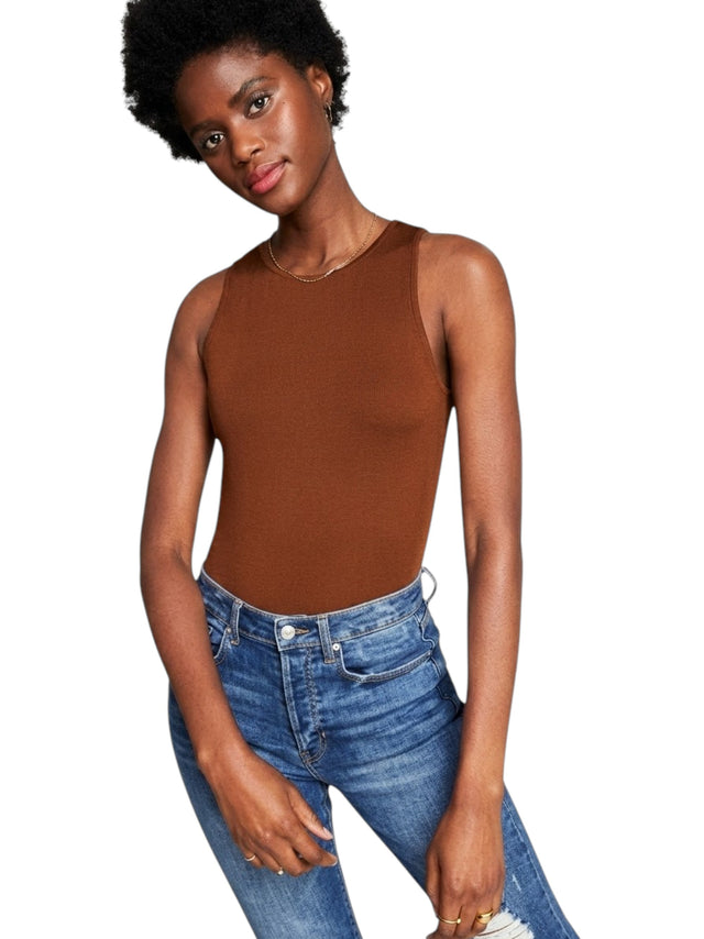 Image for Women's Plain Solid Bodysuit,Brown